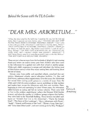 Behind the Scenes with the TEA Guides: “Dear Mrs. Arboretum…”