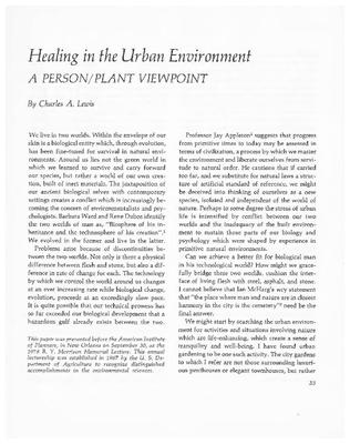 Healing in the Urban Environment: A Person/Plant Viewpoint