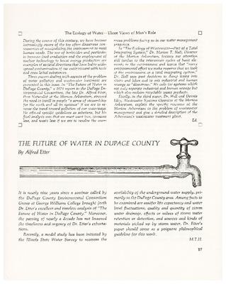 The Ecology of Water – Three Views of Man’s Role
