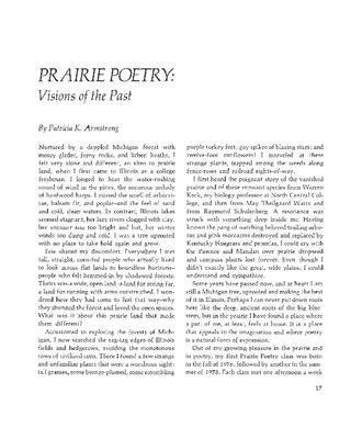 Prairie Poetry: Visions of the Past