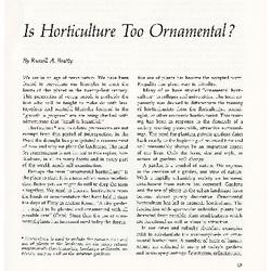 Is Horticulture Too Ornamental?