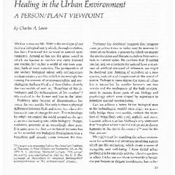 Healing in the Urban Environment: A Person/Plant Viewpoint