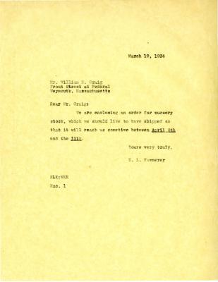 1935/03/19: E. L. Kammerer to William N. Craig