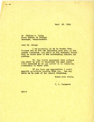 1934/09/29: E. L. Kammerer to William N. Craig