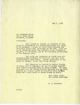 1936/05/04: E. L. Kammerer to The Elmhurst Press