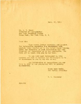 1932/09/27: E. L. Kammerer to Dr. A. B. Stout