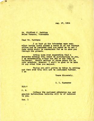 1934/08/27: E. L. Kammerer to Clifford J. Matthys