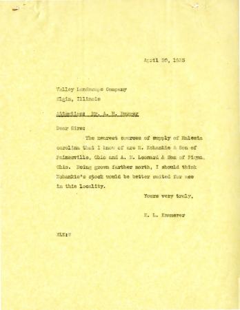 1935/04/30: E. L. Kammerer to A. H. Burger (Valley Landscape Company)