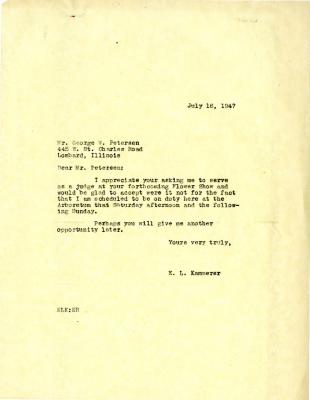 1947/07/16: E. L. Kammerer to George W. Petersen