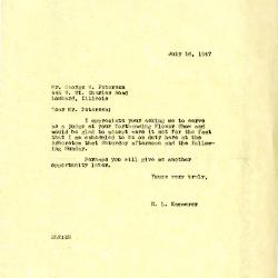 1947/07/16: E. L. Kammerer to George W. Petersen