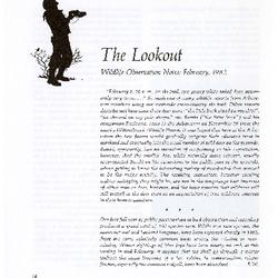 The Lookout: Wildlife Observation Notes: February 1982