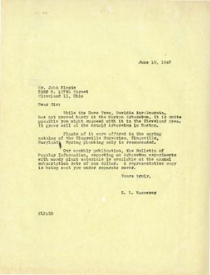 1947/06/18: E. L. Kammerer to Mr. John Kinzie
