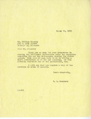 1949/03/30: E. L. Kammerer to William Beaudry