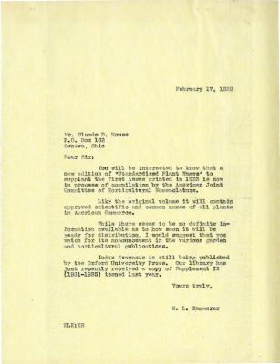 1939/02/17: E. L. Kammerer to Claude D. House