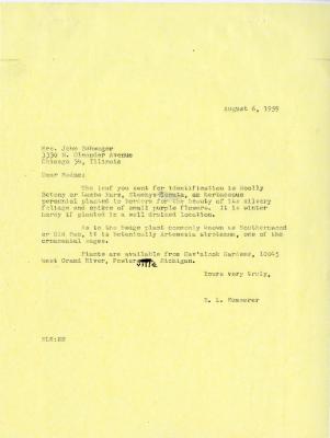 1959/08/06: E. L. Kammerer to Mrs. John Schwager