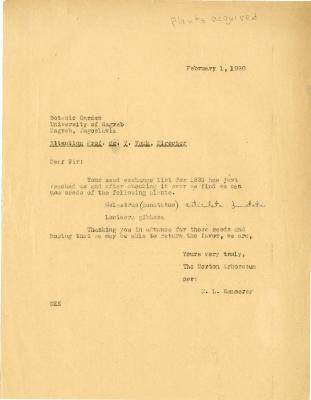 1930/02/01: E. L. Kammerer to Prof. Dr. V. Vouk