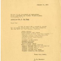1930/01/16: E. L. Kammerer to N. Rax Hunt, USDA Plant Quarantine and Control Administration