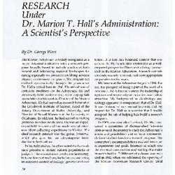 Research Under Dr. Marion T. Hall’s Administration: A Scientist’s Perspective