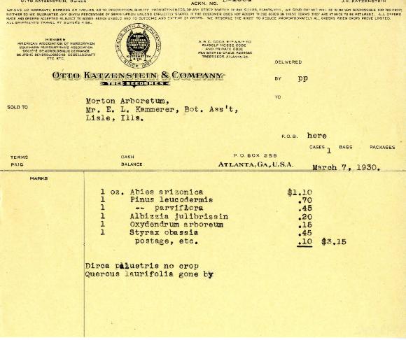 1930/03/07: Otto Katzenstein & Company to E. L. Kammerer