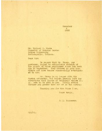 1930/11/04: E. L. Kammerer to Willard H. Clute