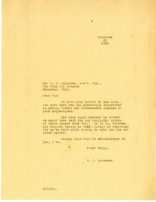 1930/11/26: E. L. Kammerer to D. H. Mulloney