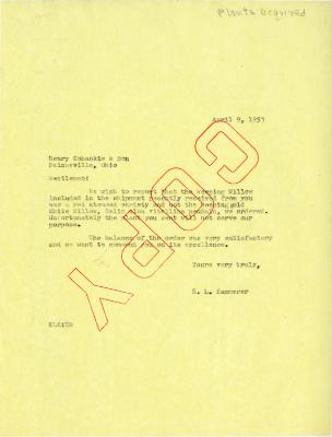 1953/04/09: E. L. Kammerer to Henry Kohankie & Son