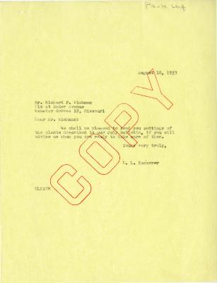 1953/08/10: E. L. Kammerer to Richard P. Wichman