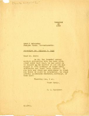 1930/11/20: E. L. Kammerer to William H. Judd