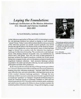 Laying the Foundation: Landscape Architecture at The Morton Arboretum, O.C. Simonds and Clarence Godshalk, 1922-1953