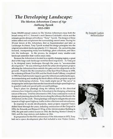 The Developing Landscape: The Morton Arboretum Comes of Age, Anthony Tyznik, 1953-1993