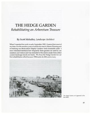 The Hedge Garden: Rehabilitating an Arboretum Treasure