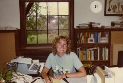 Karla Patterson at desk in office