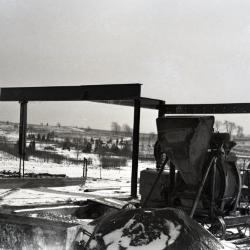 Administration Building construction in winter, first support beams