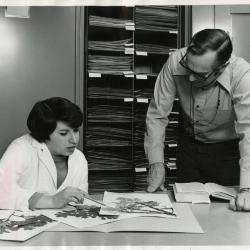 Ray Schulenberg in Herbarium with Cathy Ciolac studying specimen
