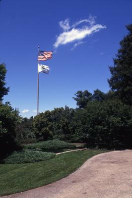 Flags at The Morton Arboretum's Entrance