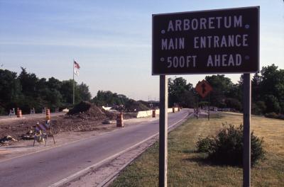 The Morton Arboretum Main Entrance Sign on Route 53