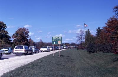 Line of Traffic Outside of The Morton Arboretum 