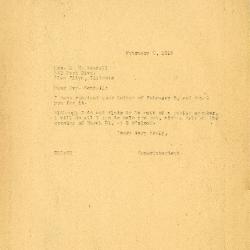 1928/02/09: Clarence E. Godshalk to Mrs. G. M. Kendall