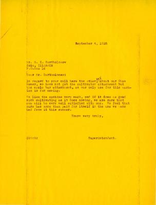 1928/09/04: Clarence E. Godshalk to H. E. Bartholomew