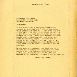 1929/02/22: [Clarence E. Godshalk] to Botanical Department, University of Wisconsin