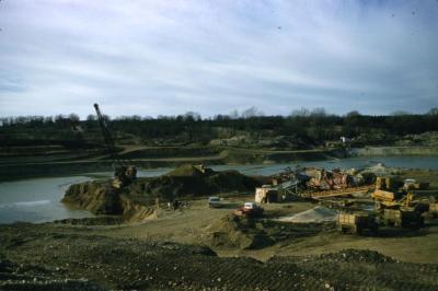 Distant view of Arbor Lake under construction