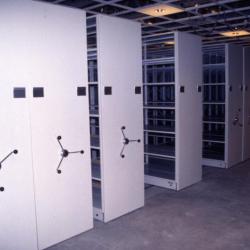 Sterling Morton Library climate-controlled vault construction, compact shelving