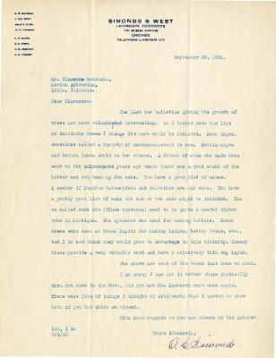 1931/09/30: O. C. Simonds to Mr. Clarence Godshalk