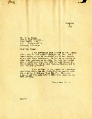 1931/12/03: [Mr. Godshalk] to Mr. R. L. Young