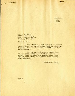 1931/12/07: [Mr. Godshalk] to Mr. R. L. Young