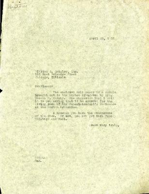 1935/04/29: [C. E. Godshalk] to William J. Quiglay, Inc.