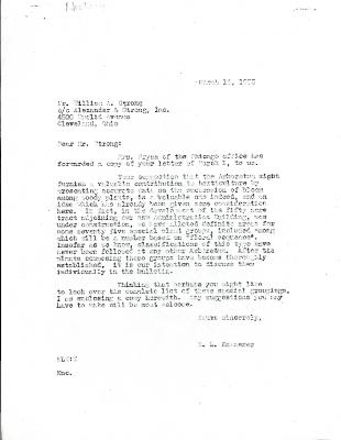 1935/03/14: E. L. Kammerer to Mr. William A. Strong