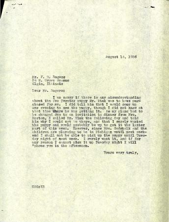 1936/08/14: [C. E. Godshalk] to Mr. F. D. Rogers