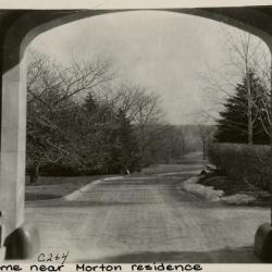 Morton Residence at Thornhill, looking east from under archway to entrance drive