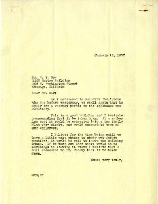 1937/01/17: [C. E. Godshalk] to W. Y. Dow